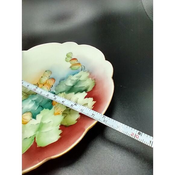 Hand Painted Porcelain 7" Plate Crown Vienna Austria Ombre Autumn Leaves Stamped - Picture 7 of 7